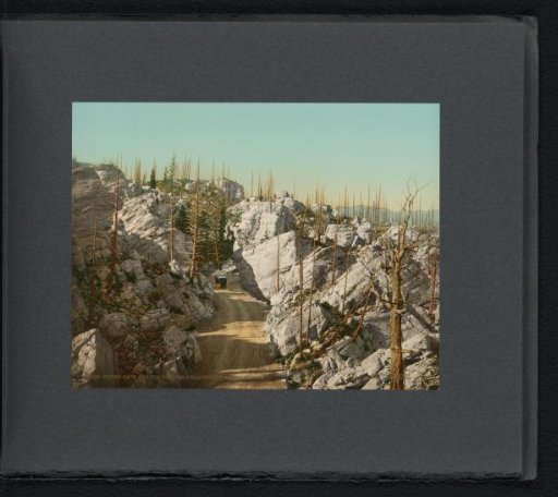 View of the Silver Gate entrance in Yellowstone National Park with rock formations resembling earth pyramids