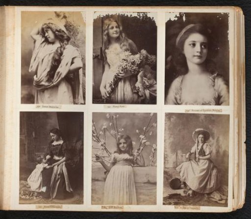 One photographic reproduction of a painting with a portrait of Countess Delfina Potocka by Angelica Kauffman and five photographs of children and young women in various settings