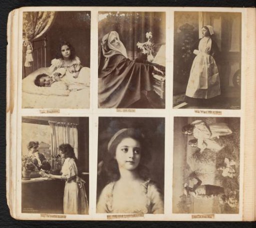 One photographic reproduction of a pastel portrait of Countess Delfina Potocka by Angelica Kauffmann and five photos with portraits of young women, children and a man and woman by a window