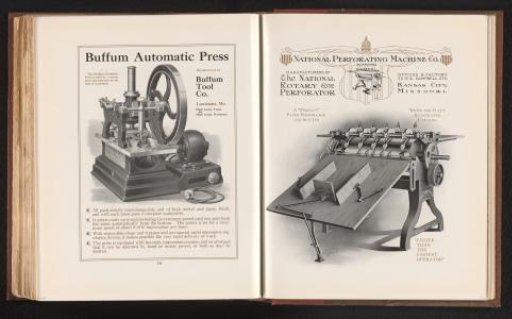 Advertisement for the 'Buffum Automatic Press' by the Buffum Tool Co., Louisiana