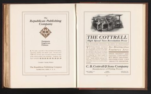 Advertisement for the 'Cottrell High Speed Two-Revolution Press' by C. B. Cottrell & Sons Company