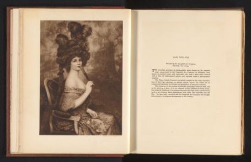 Reproduction of a painted portrait of an unknown woman with a fan by Abel Faivre