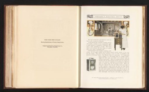 Advertisement for 'Johnson's Electric Solvo', from the catalog 'Proper Treatment of Floor, Woodwork and Furniture' published by S.C. Johnson & Son