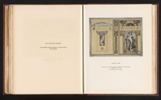 Reproduction of a drawing of the cover of 'Poems by Shelly', designed by H. G. Fell and bound by Cedric Chivers in Bath