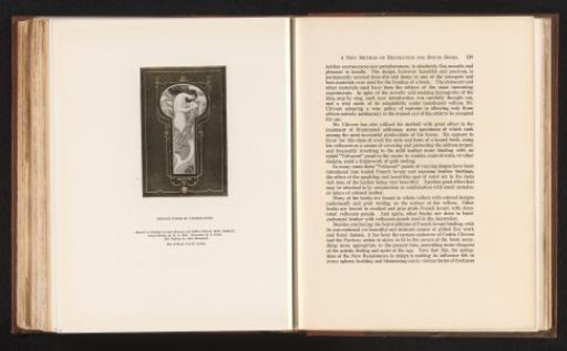 Reproduction of the cover of 'Serious Poems by Thomas Hood', designed by H. G. Fell, executed by S. Poole and Alice Shepherd and bound by Cedric Chivers in Bath