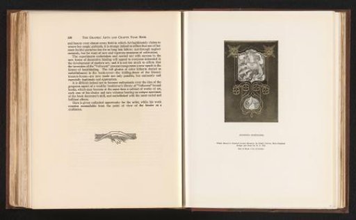 Reproduction of the cover of 'Herrick's Hesperides', designed by H. G. Fell and bound by Cedric Chivers in Bath