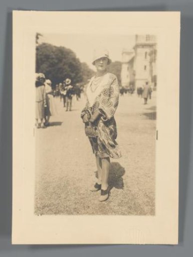 Woman in a Park or at a Castle (?)
