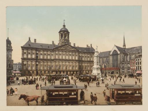View of the Palace on the Dam and the New Church in Amsterdam