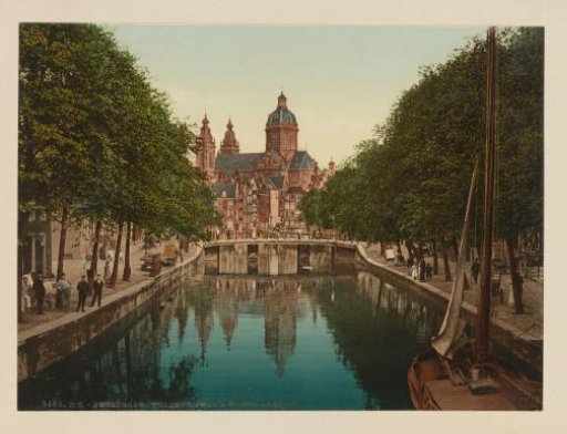 View of the Voorburgwal and Nicolaaskerk in Amsterdam