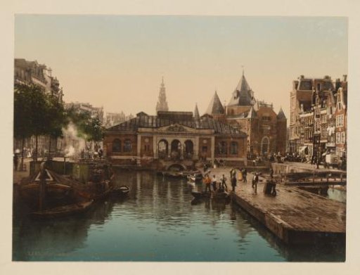 View of the Vismarkt and Waag in Amsterdam