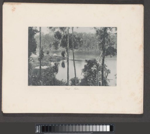 View of a river with an inn at Laut Tador on Sumatra