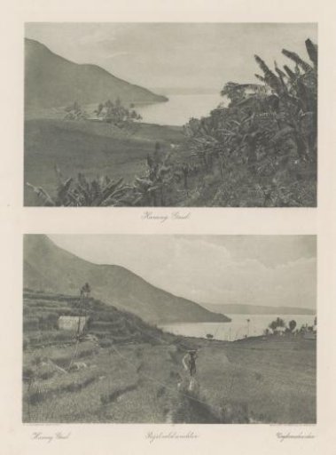 View of Harang Gaul (top) and a rice field guard (bottom) on Sumatra
