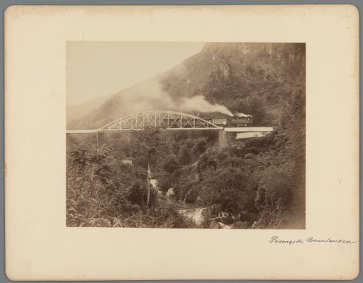 Steam train on a viaduct in West-Sumatra
