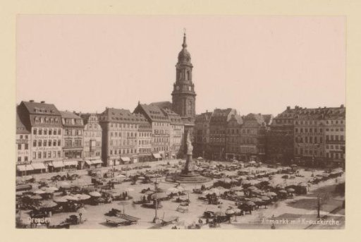View of the Altmarkt and the Kreuzkirche, Dresden