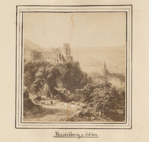 Photographic Reproduction of a Painting of a View of Heidelberg with Heidelberg Castle