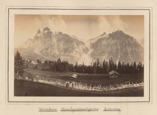 View of the Wetterhorn, the Upper Grindelwald Glacier, and the Mättenberg