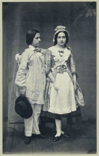 Portrait of Anna Gratia Asser and an Unknown Girl in Theatrical Costume