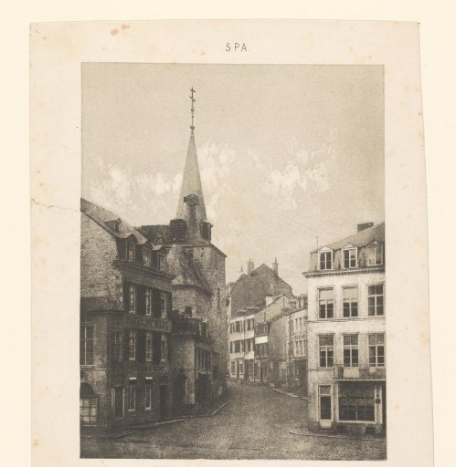 View of a Church and the Rue d'Amonville in Spa, Belgium