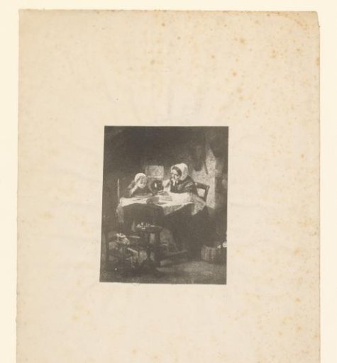 Reproduction of a Print of an Unknown Woman with Child Reading at a Table