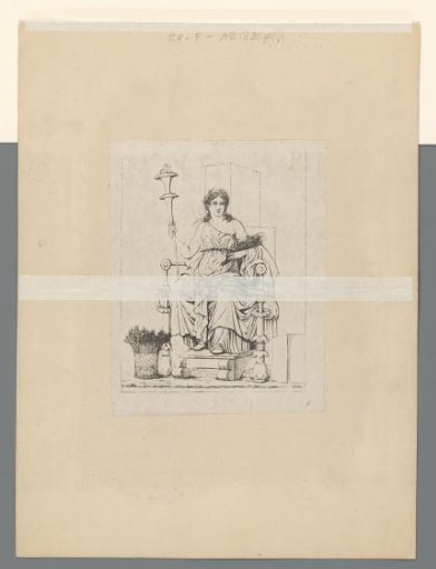 Unknown woman in a toga with a staff and laurel wreath