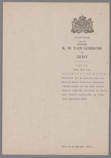 Copy of the Inventory of the Estate of Marie Jordan