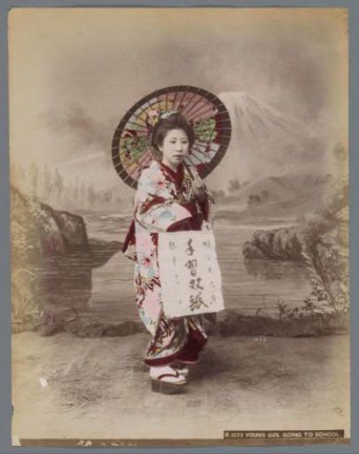 Portrait of an unknown Japanese girl with parasol