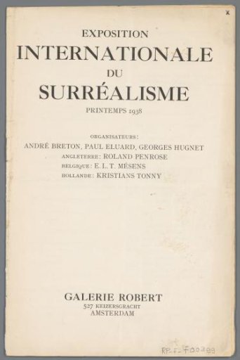 Exhibition catalogue for the 'Exposition Internationale du Surréalisme', in Galerie Robert in Amsterdam