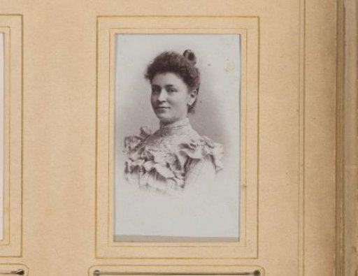 Portrait of a woman with a blouse with ruffles