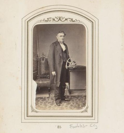 Portrait of a standing man with a measuring instrument in a studio