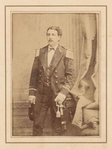 Portrait of a man in military uniform with a sabre