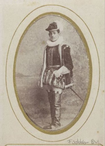 Portrait of a young man in costume with a sword, inscribed as H.S.J. Hijmans