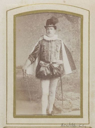 Portrait of a young man in costume with a sword, inscribed as J. Bake