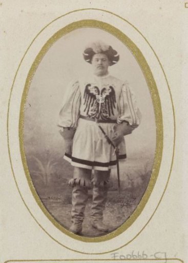 Portrait of a man in costume with a sword, inscribed as C.E. van Marle