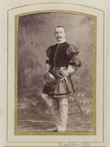 Portrait of a young man in costume with sword, inscribed as B.J.D. Zubli