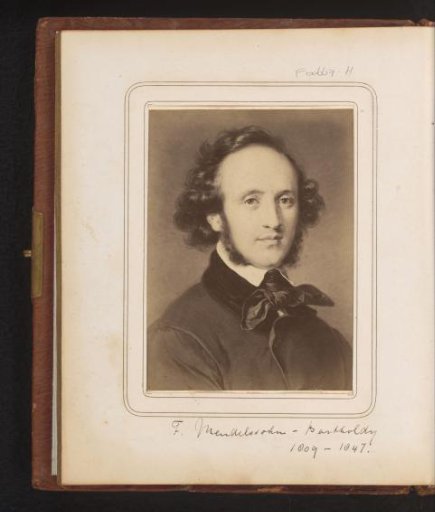 Photographic reproduction of a painted portrait of Felix Mendelssohn Bartholdy by Carl Jaeger
