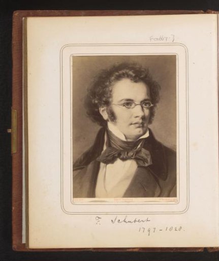 Photographic reproduction of a painted portrait of Franz Schubert by Carl Jaeger