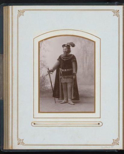 Portrait of John Farsell as Valdemar in chainmail with sword