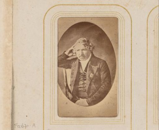 Photographic reproduction of a portrait of Louis Jacques Mandé Daguerre after Mayer & Pierson by Plant