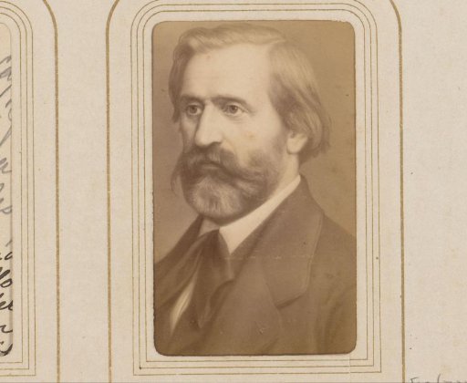 Photographic reproduction of a painted portrait of Giuseppe Verdi after Ernst Hader by Sophus Williams