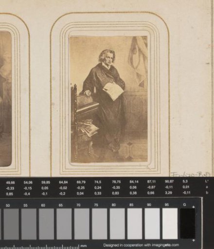 Photographic reproduction of a painted portrait of a composer