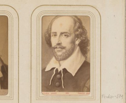 Photographic reproduction of a painted portrait of William Shakespeare after Ernst Hader by Sophus Williams