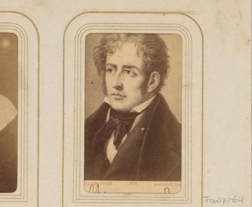 Photographic reproduction of a painted portrait of François René de Chateaubriand after Ernst Hader by Sophus Williams