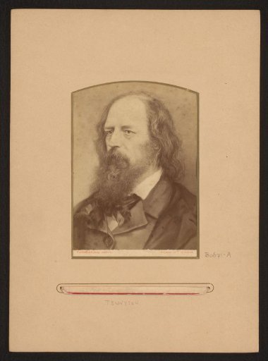Photographic reproduction of a drawn portrait of Alfred Tennyson