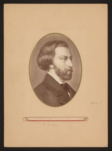 Photographic reproduction of a painted portrait of Alfred de Musset by Ernst Hader