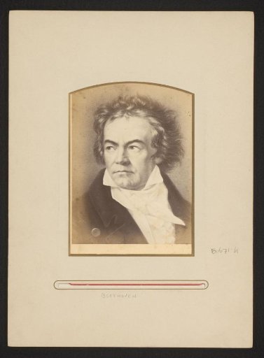 Photographic reproduction of a drawn portrait of Ludwig van Beethoven