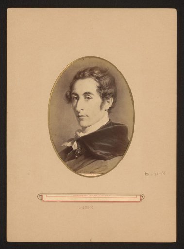 Photographic reproduction of a painted portrait of Carl Maria von Weber by Carl Jaeger