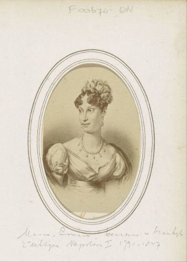 Photographic reproduction of (possibly) a print of Empress Marie Louise of Austria, wife of Emperor Napoleon I Bonaparte