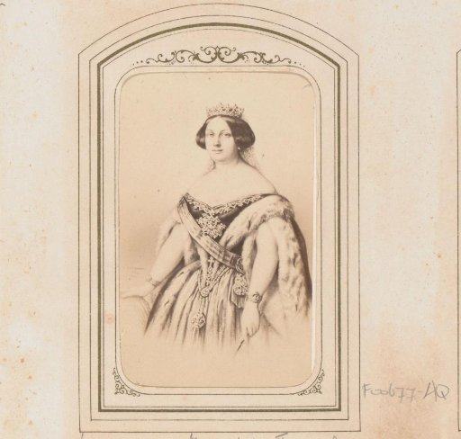 Photoreproduction of a drawn portrait of Isabella II, Queen of Spain
