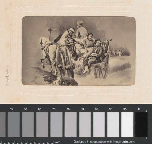 Photographic reproduction of a print with the retreat of soldiers