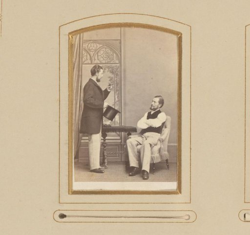 Portrait of Two Men, One of Whom Holds a Top Hat